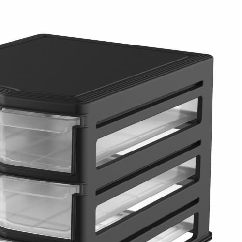 Life Story 3 Drawer Stackable Shelf Organizer Plastic Storage Drawers,  Black, 1 Piece - Foods Co.