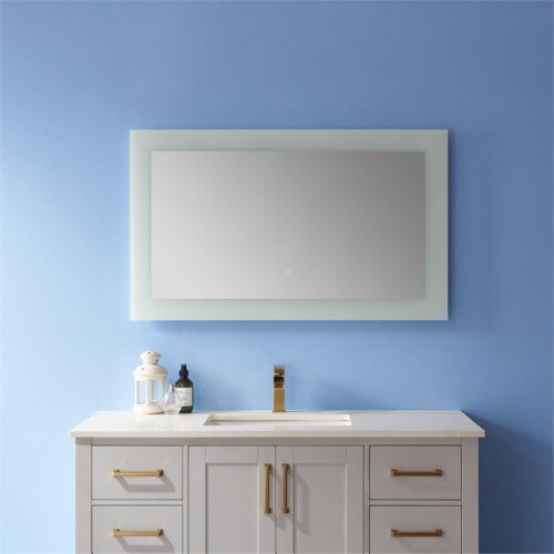 Vinnova Callista 40 LED Lit Accent Bathroom Vanity Wall Mirror in Silver Perspective: bottom