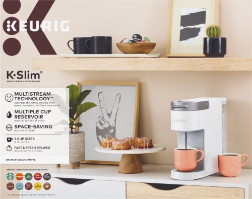 Keurig K-Slim Single Serve K-Cup Pod Coffee Maker, Multistream Technology,  White