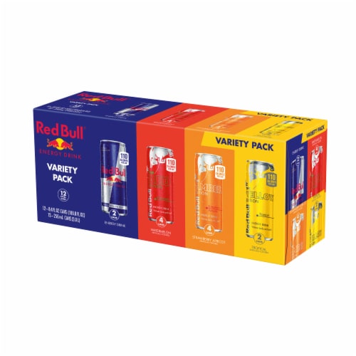 Red Bull Energy Drink Variety Pack Cans Perspective: bottom
