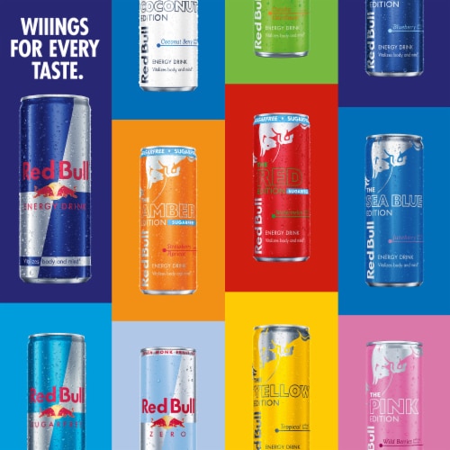 Red Bull Pink Edition Sugar Free Energy Drink Wild Berries Can Perspective: bottom