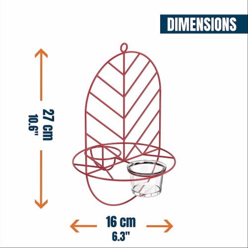 MEKKAPRO Leaf Oriole Bird Feeder, Dual Jelly Orange Feed, Fits Clementine Nectar (Coral Red) Perspective: bottom