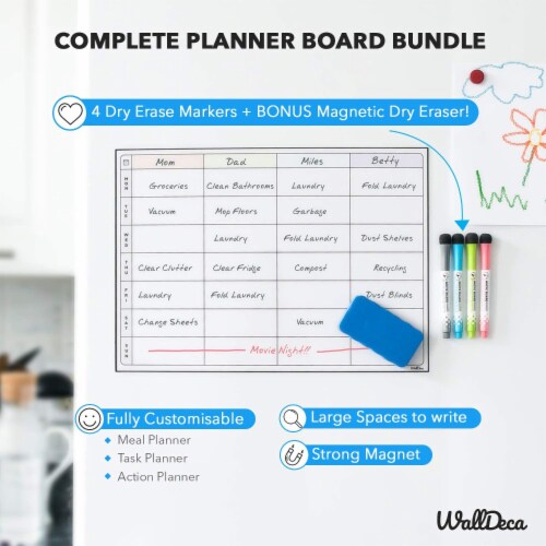 WallDeca Erasable Fridge Weekly Wall Planner, 43 x 30 cm, Perfect for Family Perspective: bottom