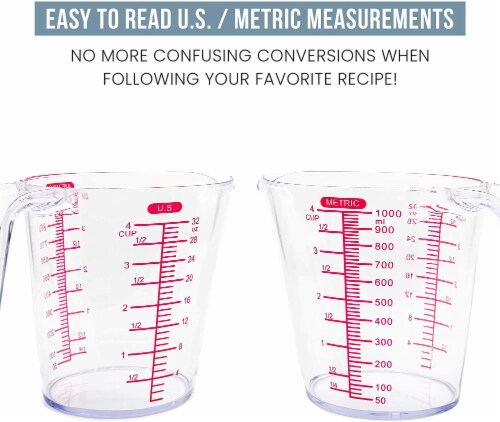 Kitcheniva Large Capacity Clear Plastic Measuring Cups Set of 4, 1