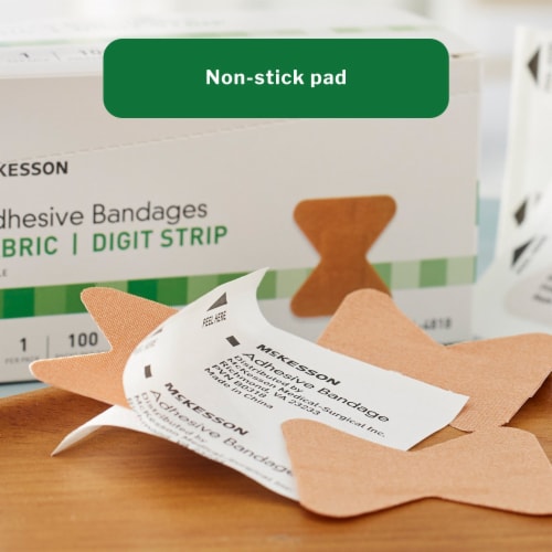 McKesson Adhesive Bandages, Fabric, Fingertip and Digits - Sterile, Small, 1.7 in x 2 in Perspective: bottom