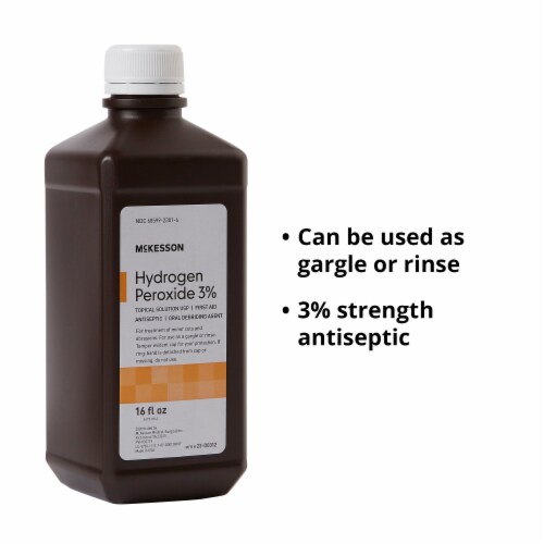 McKesson Antiseptic Hydrogen Peroxide 16 oz. Bottle Topical Liquid 3% Strength Perspective: bottom