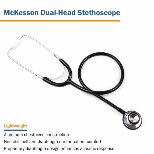 McKesson General Exam Stethoscope, Black Tube, 22 inch 01-670HBKGM, 10 Ct Perspective: bottom