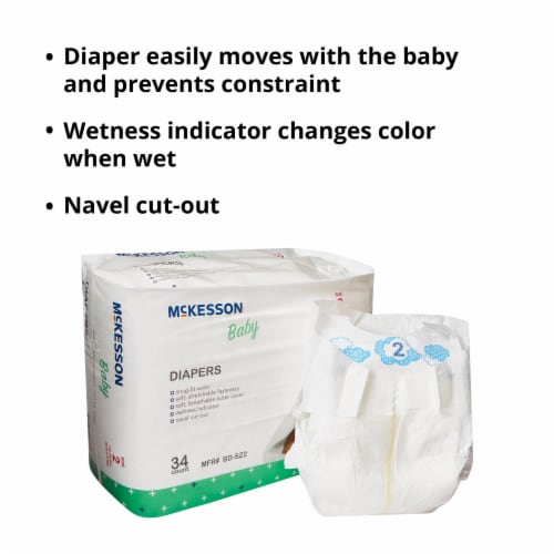 McKesson Baby Baby Diaper Size 2, 12 to 18 lbs. BD-SZ2, 34 Ct Perspective: bottom