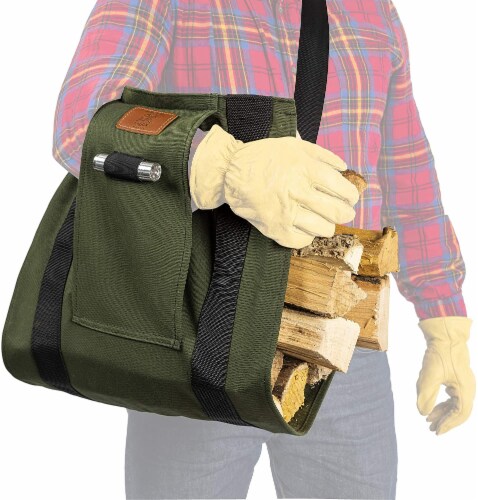 WoodOX Sling Ultimate Firewood Kindling and Log Carrier, Green Perspective: bottom