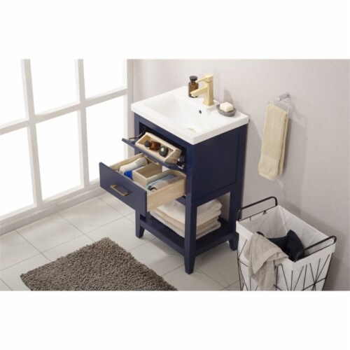 Design Element Group Cara 20  Single Sink Vanity in Blue Perspective: bottom