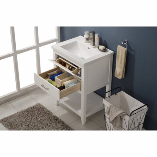 Design Element Group Cara 24  Single Sink Vanity in White Perspective: bottom