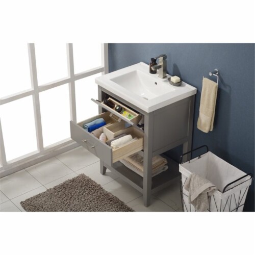 Design Element Group Cara 24  Single Sink Vanity in Gray Perspective: bottom