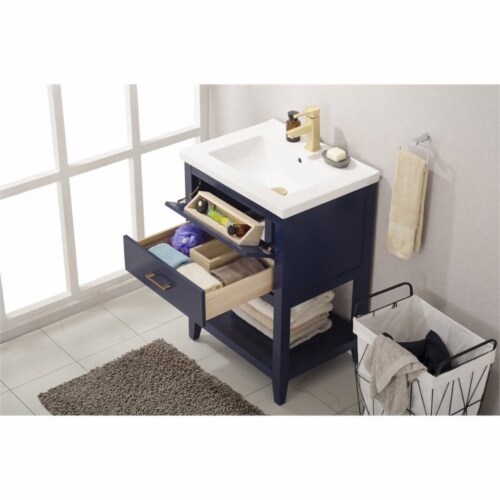 Design Element Group Cara 24  Single Sink Vanity in Blue Perspective: bottom