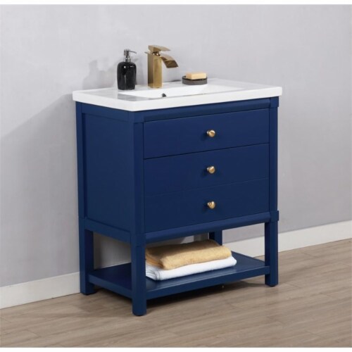 Design Element Group Logan 30  Single Sink Vanity in Blue Perspective: bottom