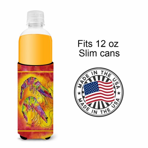 Carolines Treasures 8378MUK Bright Shrimp on Red Ultra Hugger for slim cans Perspective: bottom