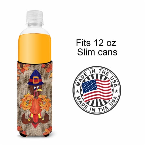 Thanksgiving Turkey Pilgram Fleur de lis Ultra Hugger for slim cans Perspective: bottom