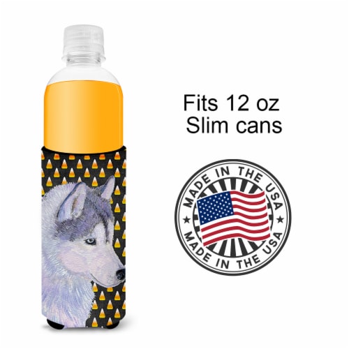 Siberian Husky Candy Corn Halloween Portrait Ultra Hugger for slim cans Perspective: bottom