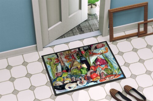 Carolines Treasures 8915JMAT Wine Crab Shrimp and Oysters Doormat 24x36 Perspective: bottom