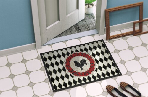 Carolines Treasures SB3086JMAT Rooster Harlequin Black and white Doormat  24x36, 24Hx36W - Fry's Food Stores