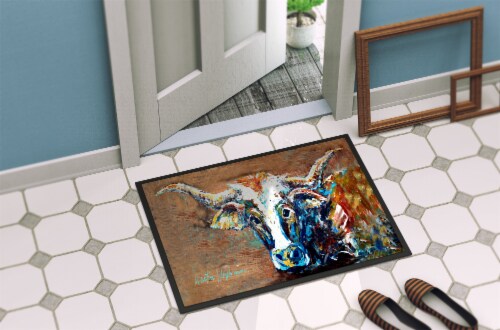 Carolines Treasures MW1165JMAT On the Loose Brown Cow Doormat 24x36 Perspective: bottom