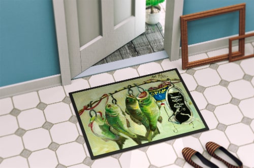 Recession Food Fish caught with Spam Indoor or Outdoor Mat 18x27 Perspective: bottom