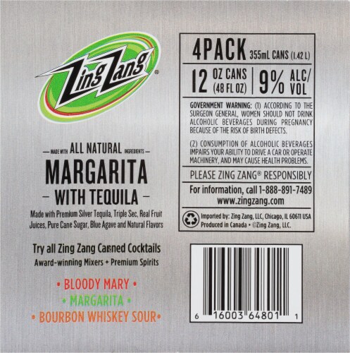 Zing Zang Ready to Drink Margarita Canned Cocktail Perspective: bottom