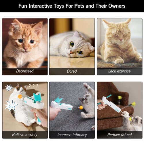 Ownpets Cat Toy Gun, Interactive Cat Toy Gun Shape Toy with Ball & Feather Perspective: bottom