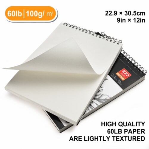 AGPTEK  Sketch Book 9X12 ，Sketch Pad 100 Sheets，2 Pack，60lb / 100g/m2 Perspective: bottom