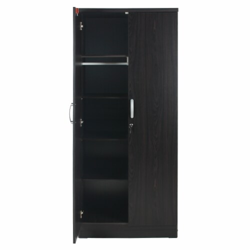 Better Home Products Harmony Wood Two Door Armoire Wardrobe Cabinet in Tobacco Perspective: bottom