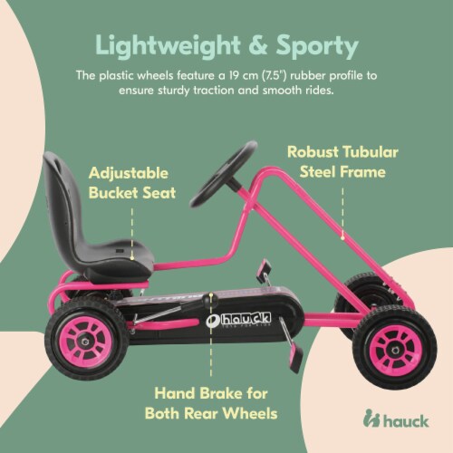 hauck Lightning Ergonomic Pedal Ride On Go Kart Toys for Boys and Girls Pink 1 Piece Harris Teeter