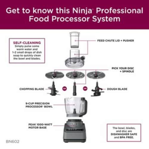 NINJA Professional Plus 9 Cup Silver Food Processor with Auto-iQ