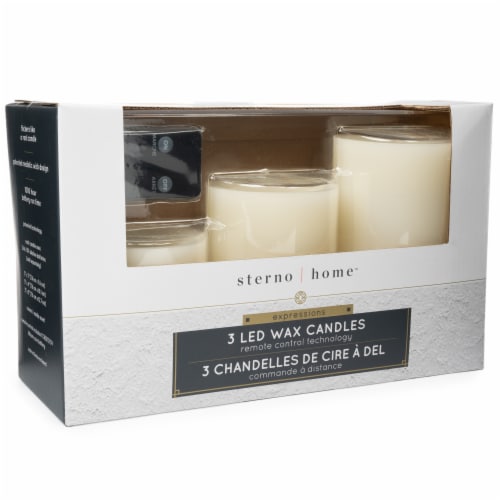 Inglow Flameless Vanilla Wax Pillar Candles with Remote - Cream Perspective: bottom