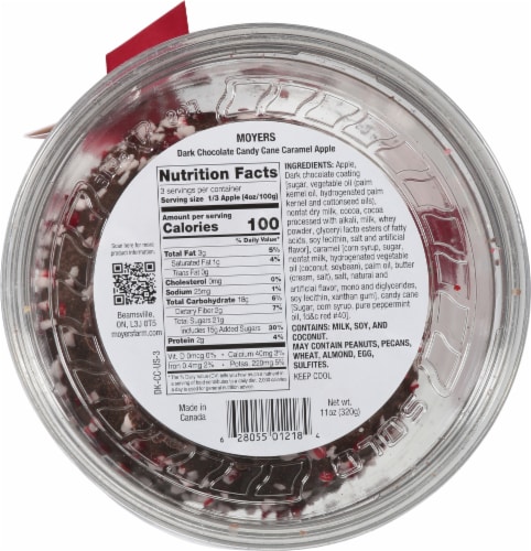 Moyers Farm Candy Cane Dark Chocolate Caramel Apple Perspective: bottom