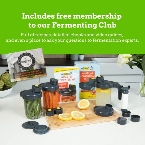 Nourished Essentials Fermentation Kit - 4 Lids, 8 Caps, 2 Filters, 1 Handle, 1 Pump Perspective: bottom