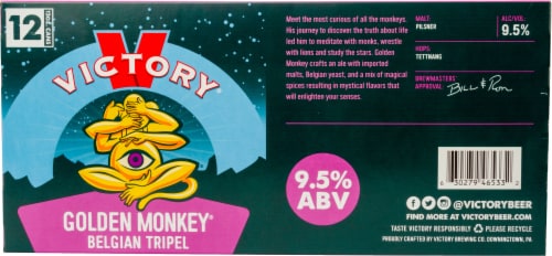 Victory Brewing Company® Golden Monkey® Belgian Style Tripel Ale Beer Cans Perspective: bottom
