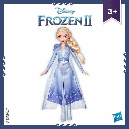 Disney Frozen 2 Elsa Fashion Doll Blonde Braid Ice Princess Blue Dress Hasbro Perspective: bottom