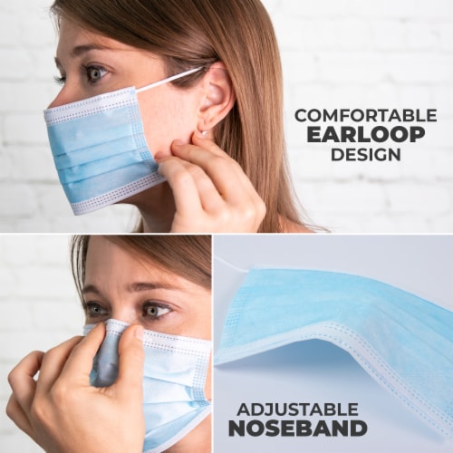 EcoPure Sanitary Face Masks | Disposable 3-Ply Layer Breathable Comfortable Face Masks Perspective: bottom