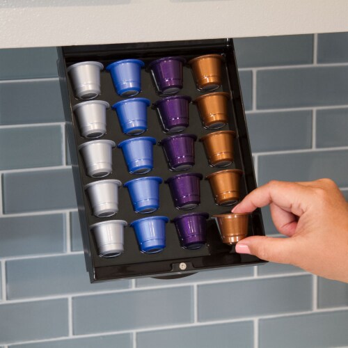 EZ-Shelf Coffee Pod Holder Under Cabinet Drawer Storage Organizer (for Nespresso Original Lin Perspective: bottom