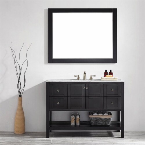 Vinnova Florence 48 Bathroom Vanity Framed Wall Mirror in Espresso Perspective: bottom