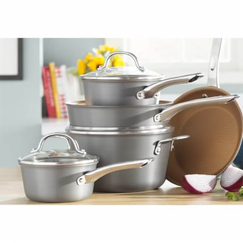 Ayesha Curry Hard Anodized Collection Nonstick Cookware Set, 10-Piece, Charcoal