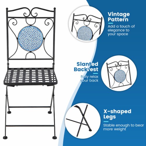 Slickblue - 3 Pieces Patio Bistro Set Outdoor Furniture Mosaic Table Chairs Perspective: bottom