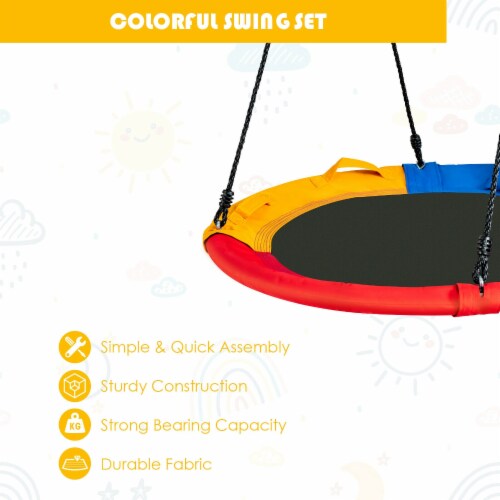 Slickblue 40 inch Saucer Tree Outdoor Round Platform Swing with Pillow and Handle-Multicolor Perspective: bottom
