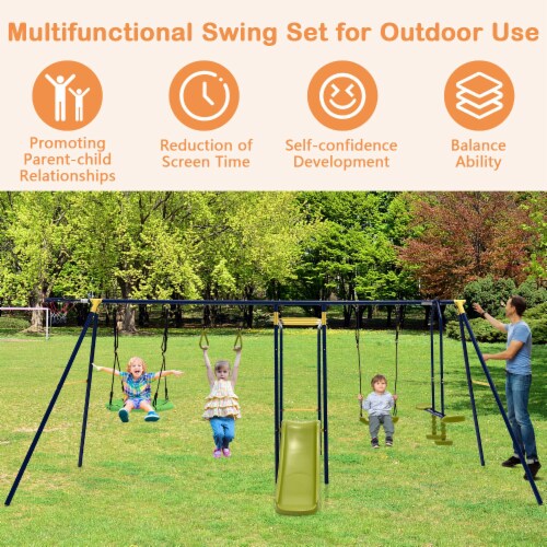 Slickblue 7-in-1 Stable A-shaped Outdoor Swing Set for Backyard Perspective: bottom