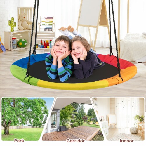 Slickblue 40" Multi-Color Flying Saucer Tree Swing Outdoor Play Set for Kids Perspective: bottom