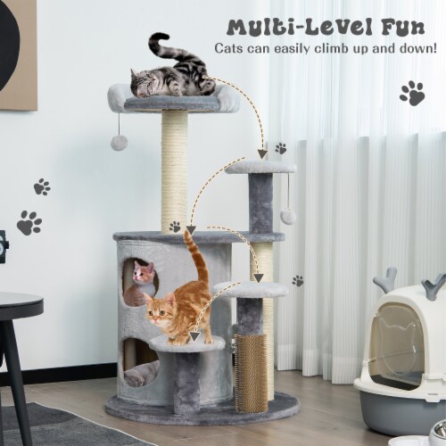 Slickblue 40 Inch Cat Tree Tower Multi-Level Activity Tree with 2-Tier Cat-Hole Condo Perspective: bottom