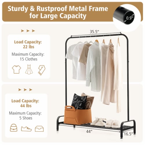Slickblue Heavy Duty Clothes Stand Rack with Top Rod and Lower Storage Shelf Perspective: bottom