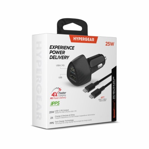 Hypergear 15620 SpeedBoost 45W PD Dual Output Car Charger Perspective: bottom