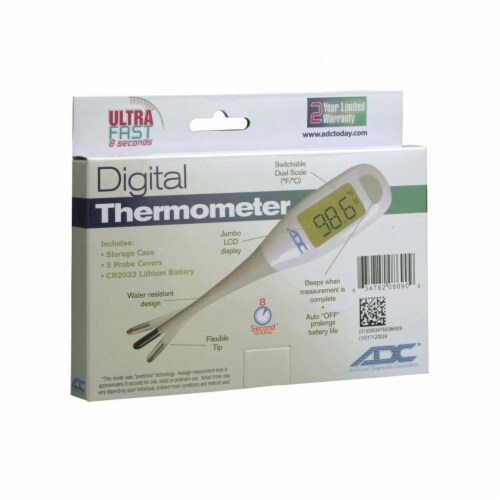Adtemp Oral & Rectal Digital Thermometer Stick LCD Display 418N 1 Each Perspective: bottom