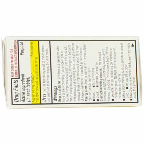 Quality Choice Low Dose Aspirin Enteric Coated Tablets, 81 mg, 120 Ct Perspective: bottom