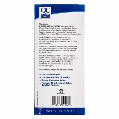 Quality Choice Neti Pot Nasal Rinse Kit, 30 Ct Perspective: bottom